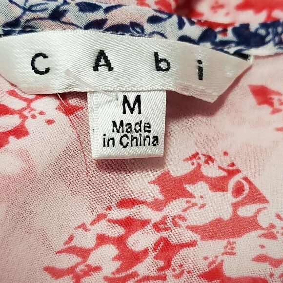 CAbi Coquette Semi Sheer Red, White & Blue Tunic Top - Picture 4 of 4